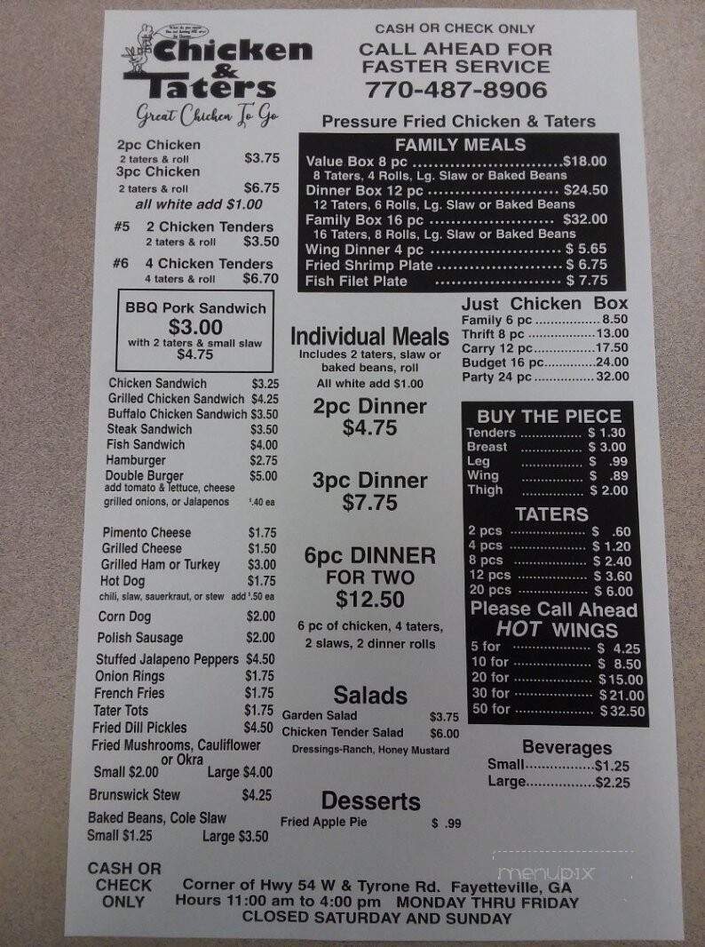 Chicken & Taters - Fayetteville, GA menu_pic