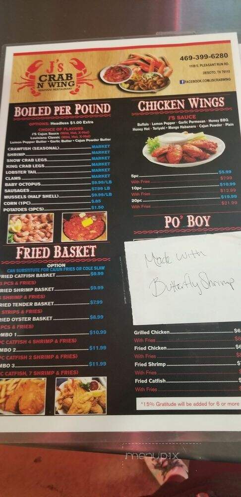 J's Crab N Wing seafood - DeSoto, TX menu_pic