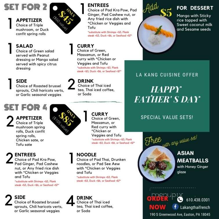 La Kang Thai French Cuisine - Easton, PA menu_pic