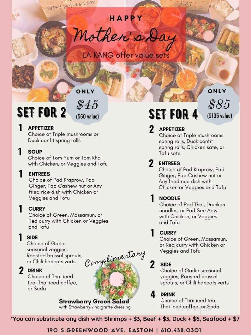 La Kang Thai French Cuisine - Easton, PA menu_pic