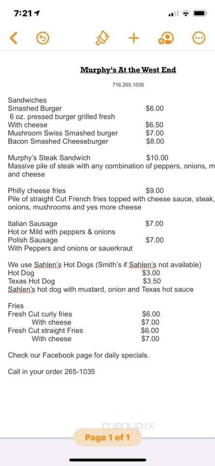 Murphy's Concessions - Salamanca, NY menu_pic