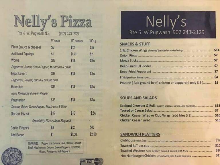 Nelly's Diner - Port Howe, NS menu_pic
