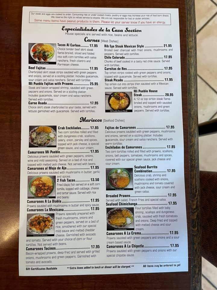 Mi Pubelo II - Newport, WA menu_pic