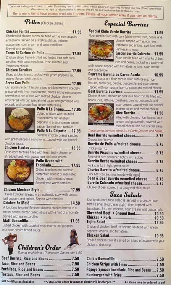 Mi Pubelo II - Newport, WA menu_pic