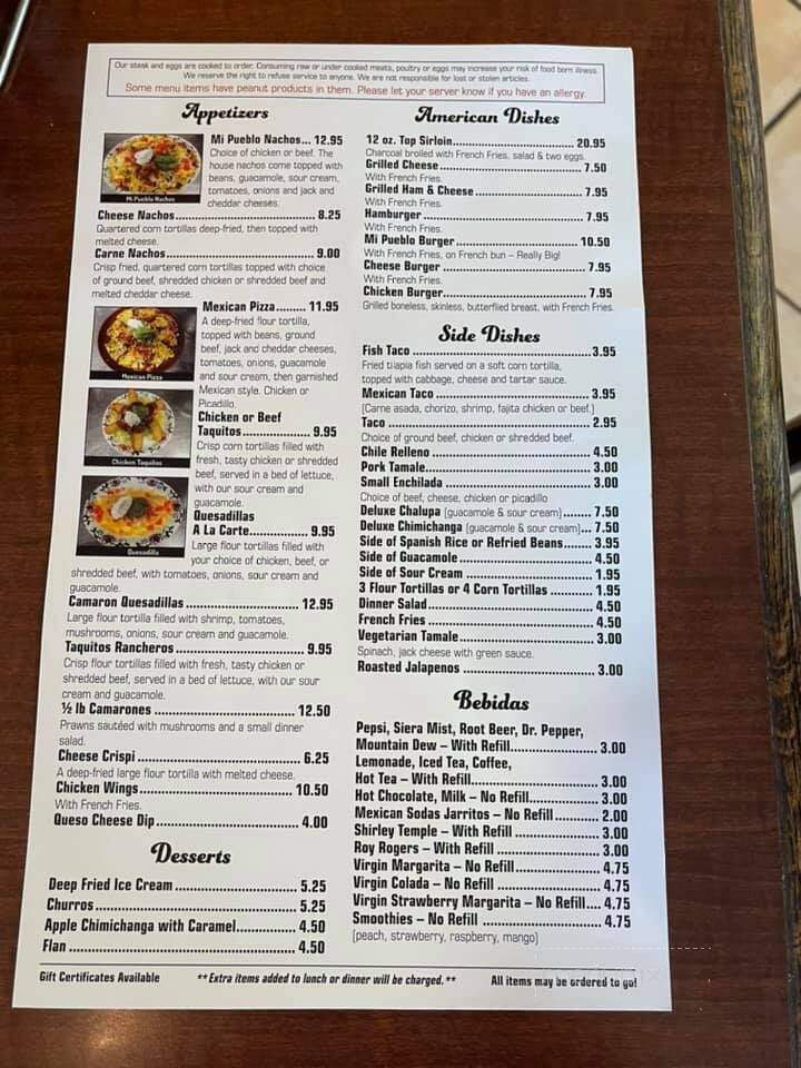 Mi Pubelo II - Newport, WA menu_pic