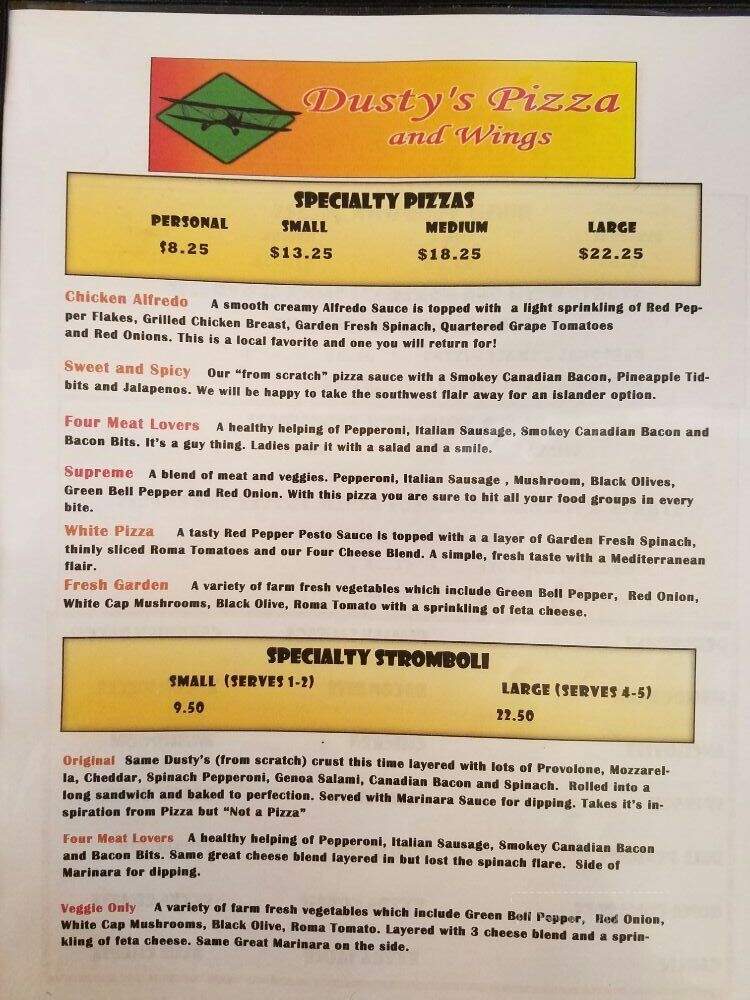 Dusty's Pizza and Wings - Wellton, AZ menu_pic