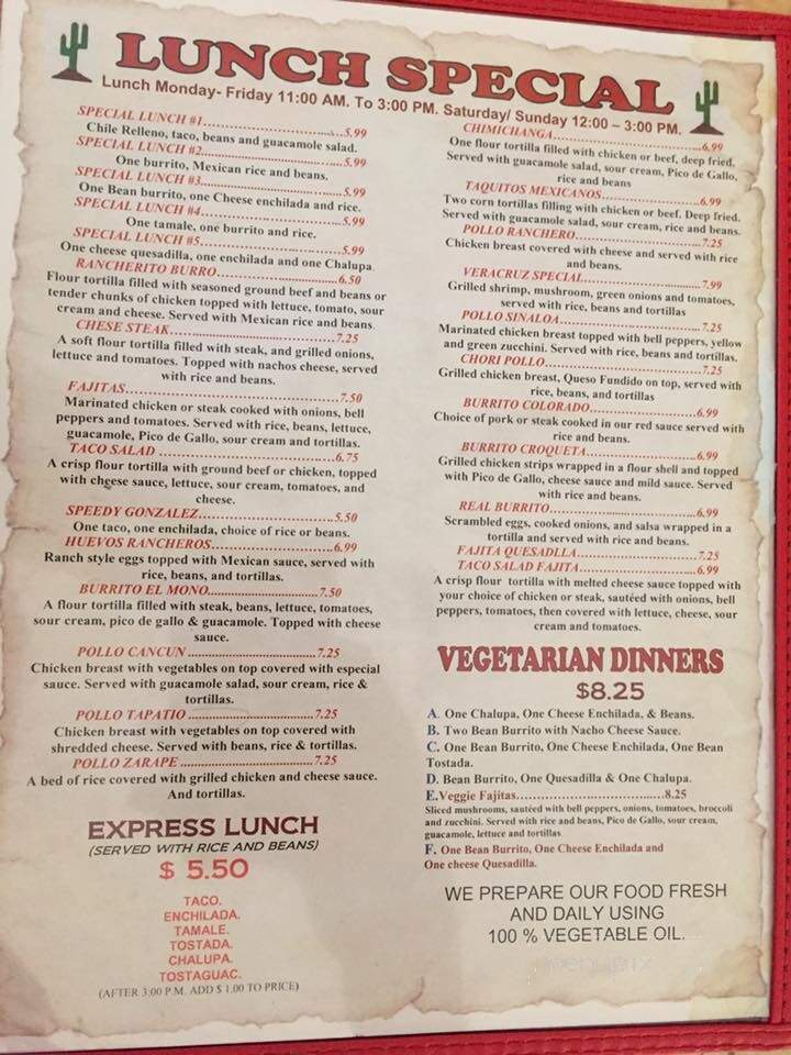 El Camino Real - Canton, IL menu_pic