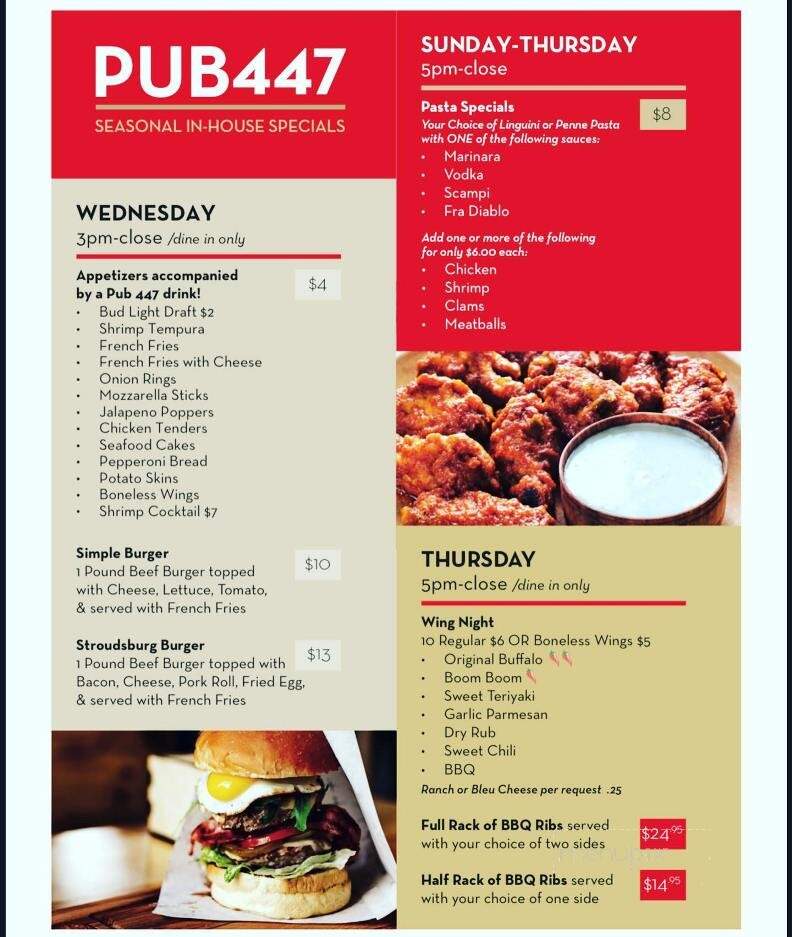 Pub 447 - East Stroudsburg, PA menu_pic
