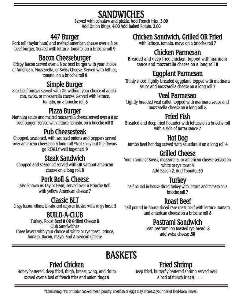 Pub 447 - East Stroudsburg, PA menu_pic