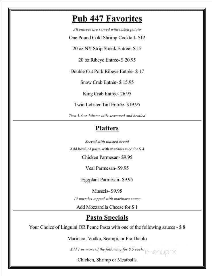 Pub 447 - East Stroudsburg, PA menu_pic