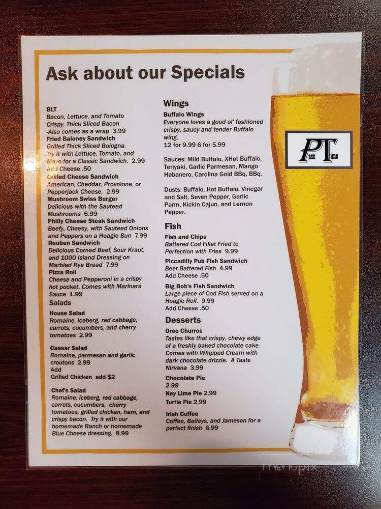 Passtime Bar - Wellington, KS menu_pic
