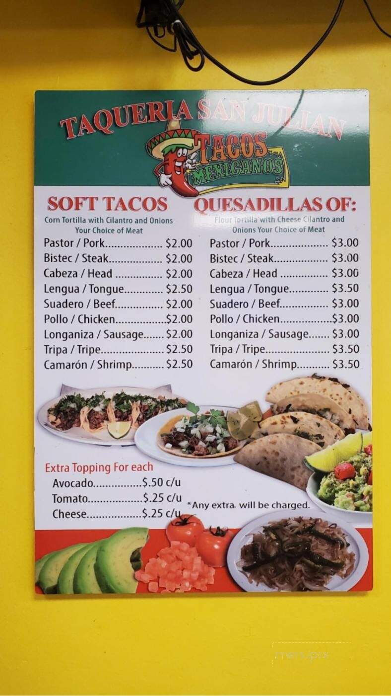 Taqueria San Julian 2 - Naples, FL menu_pic