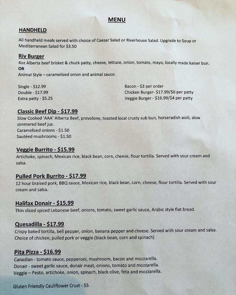 Kicking Horse River House Cafe - Golden, BC menu_pic