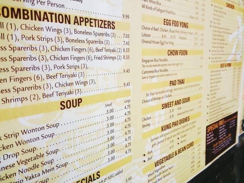 Oriental House Restaurant - Dorchester Center, MA menu_pic