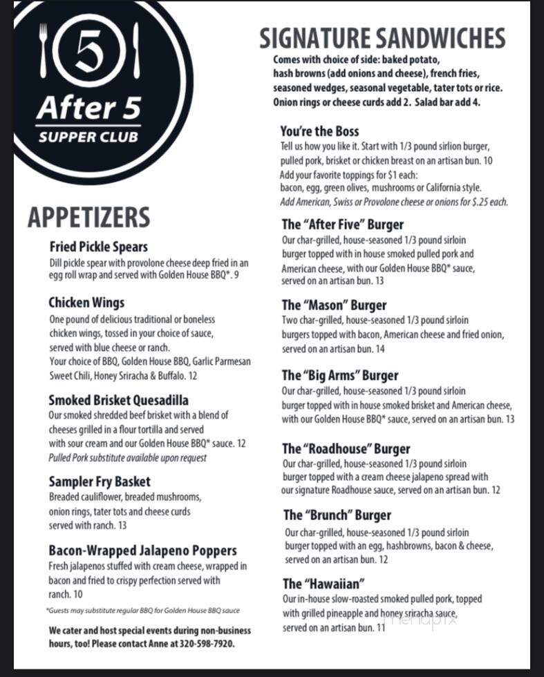 After Five Supper Club - Madison, MN menu_pic