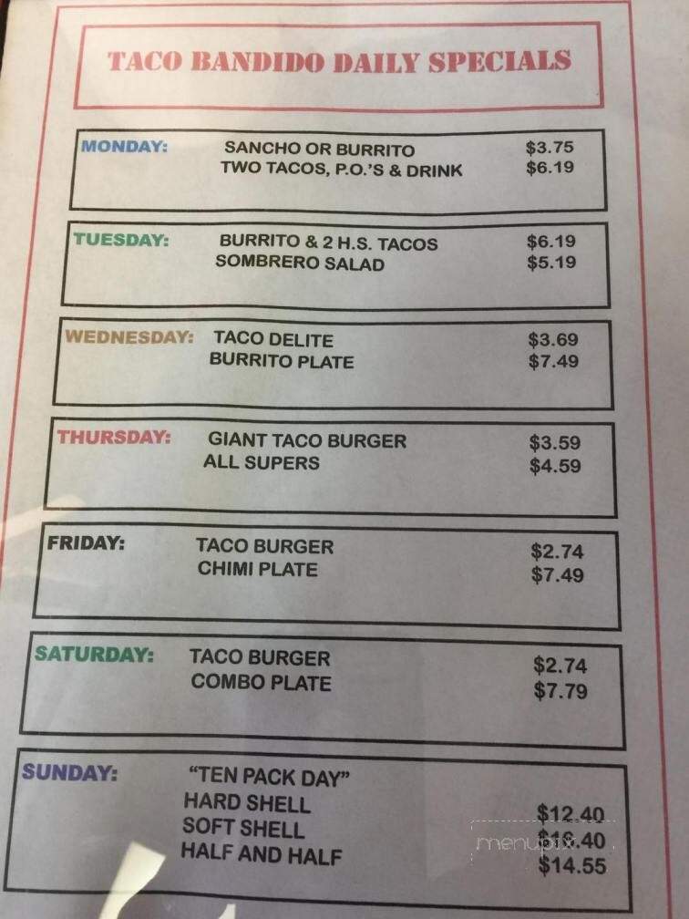 Taco Bandido - Saint Joseph, MO menu_pic