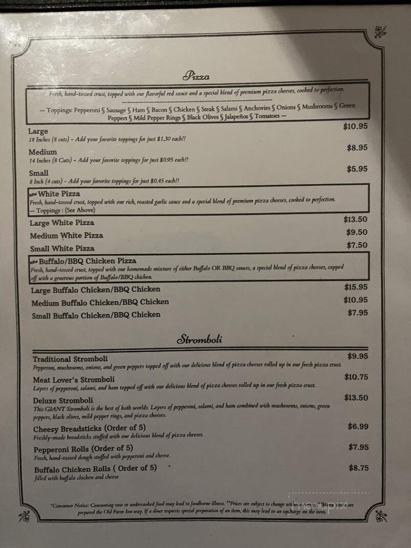 Old Farm Inn - Carrolltown, PA menu_pic