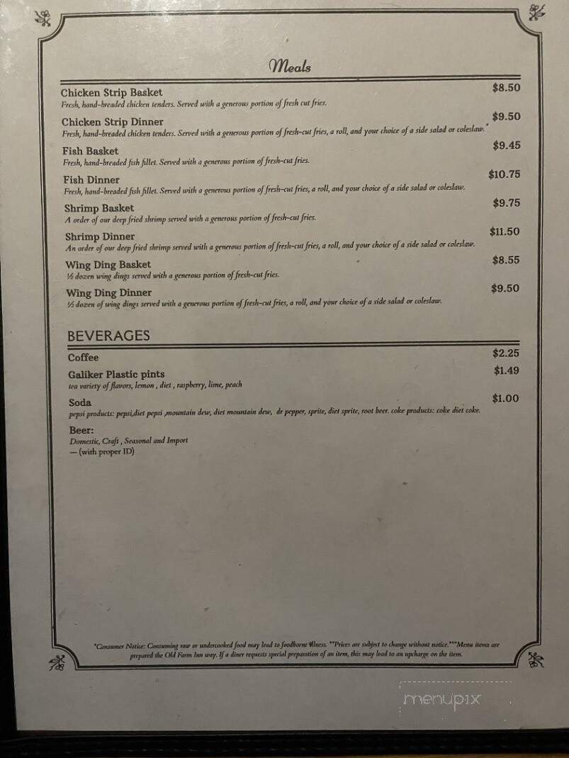 Old Farm Inn - Carrolltown, PA menu_pic
