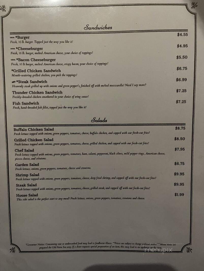 Old Farm Inn - Carrolltown, PA menu_pic