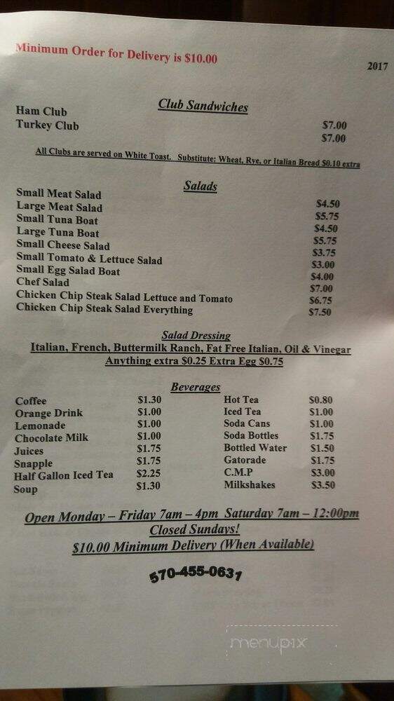 Third Base Luncheonette - Hazleton, PA menu_pic