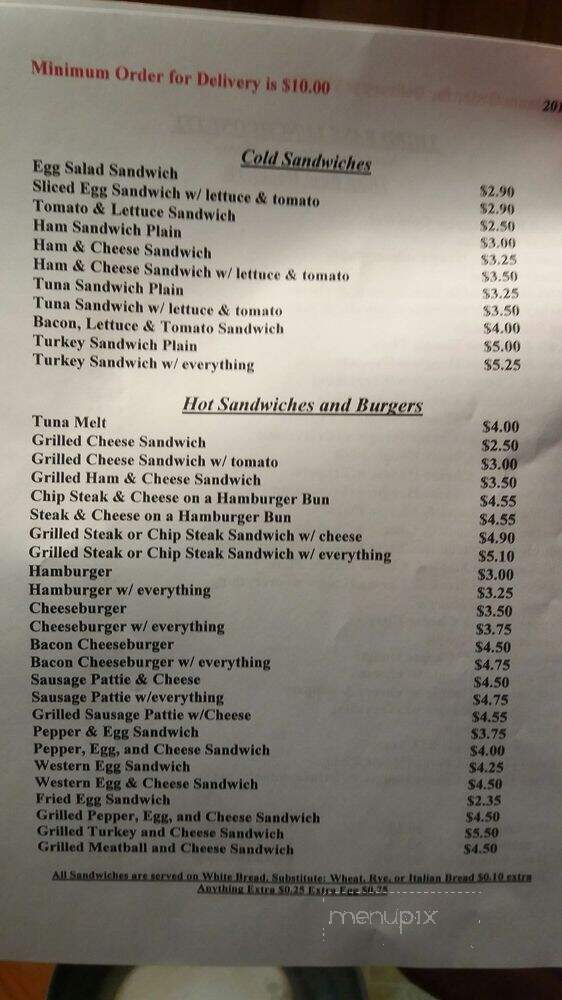 Third Base Luncheonette - Hazleton, PA menu_pic