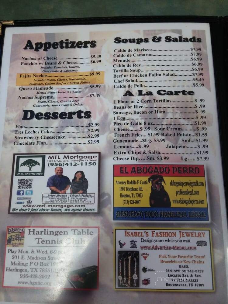 Vickie's Restaurant - San Benito, TX menu_pic