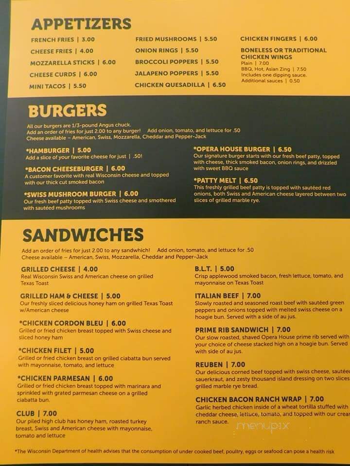 Opera House Bar & Grill - New Lisbon, WI menu_pic