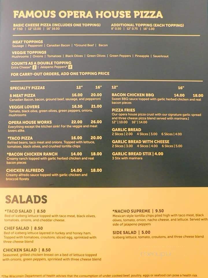 Opera House Bar & Grill - New Lisbon, WI menu_pic