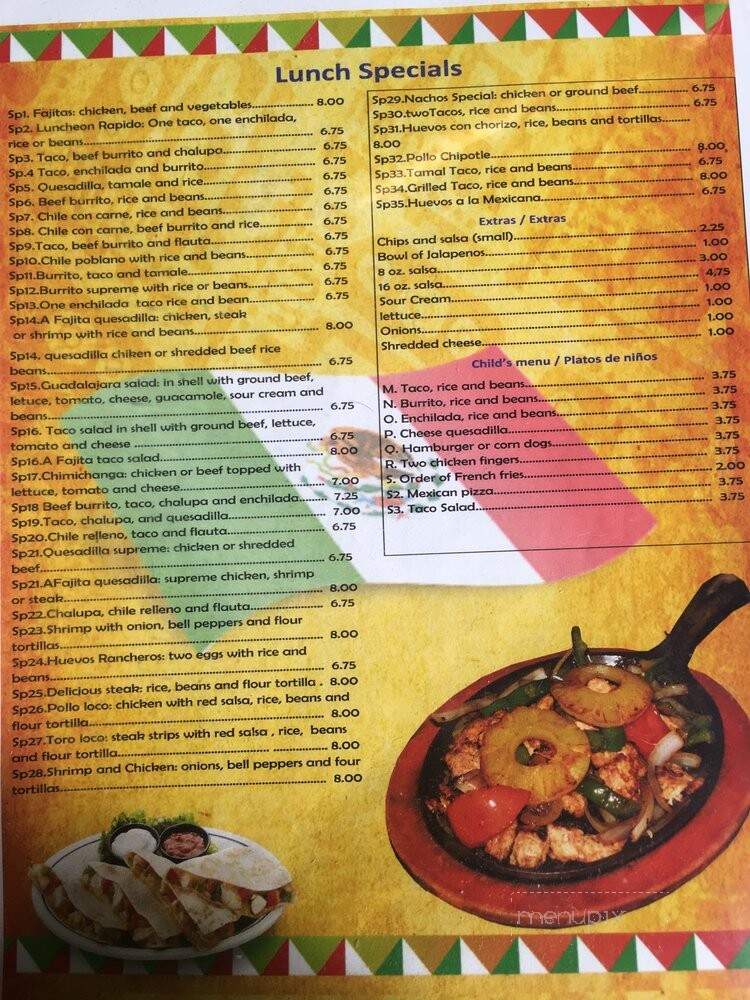 Guadalajara Mexican Restaurant - Madison, AL menu_pic