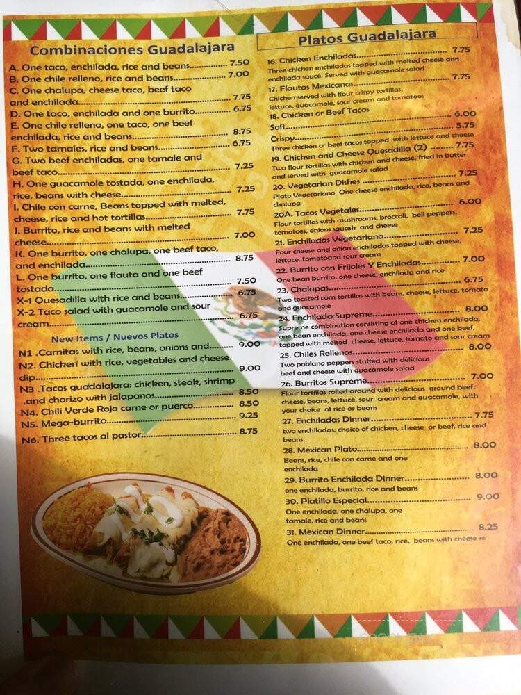 Guadalajara Mexican Restaurant - Madison, AL menu_pic