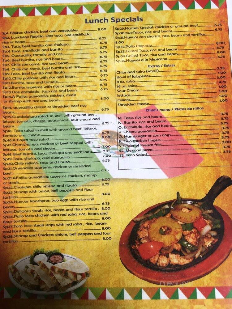 Guadalajara Mexican Restaurant - Madison, AL menu_pic