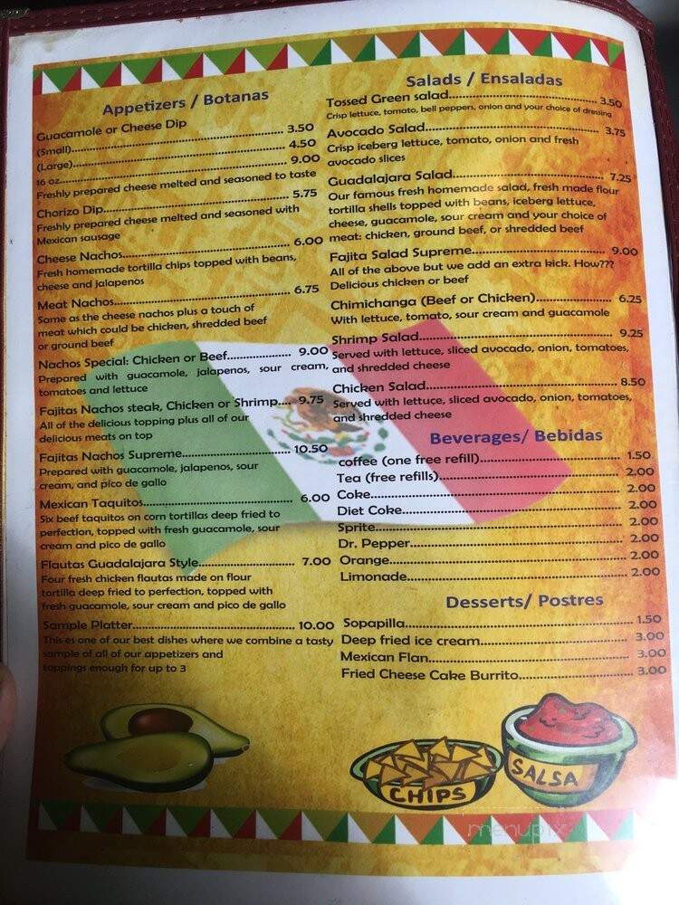 Guadalajara Mexican Restaurant - Madison, AL menu_pic