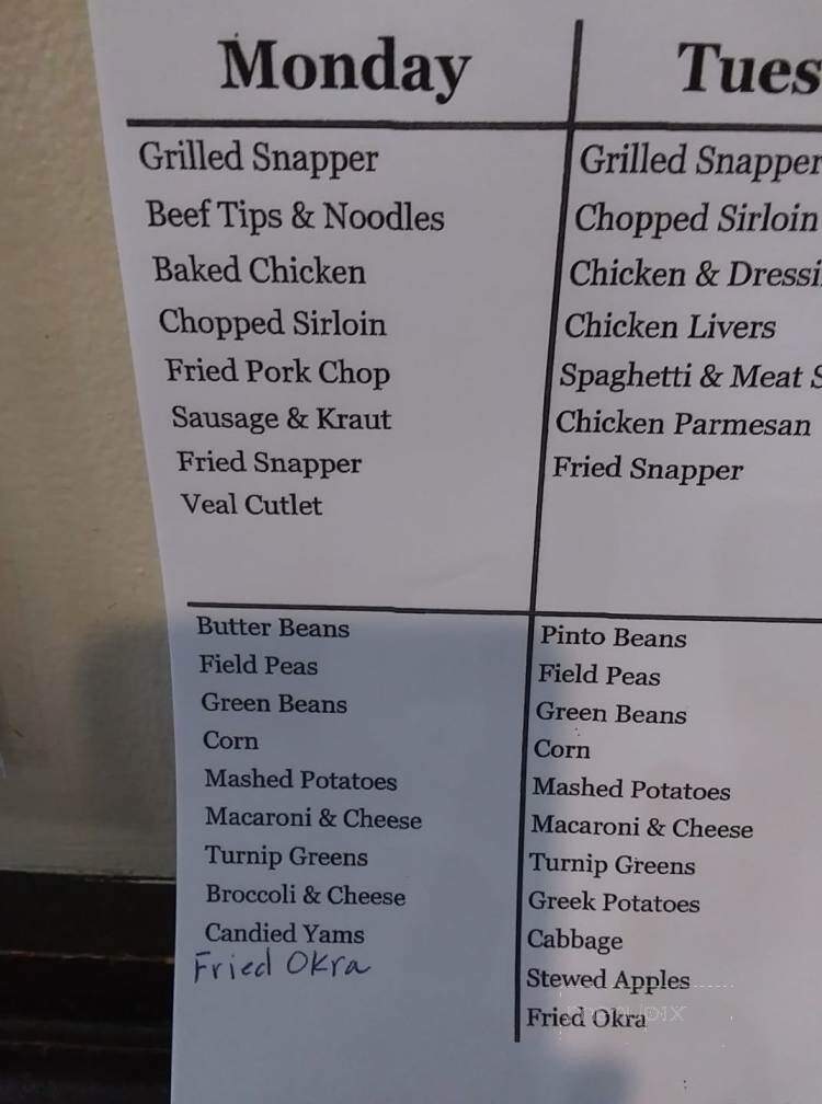 Sarris Restaurant - Birmingham, AL menu_pic