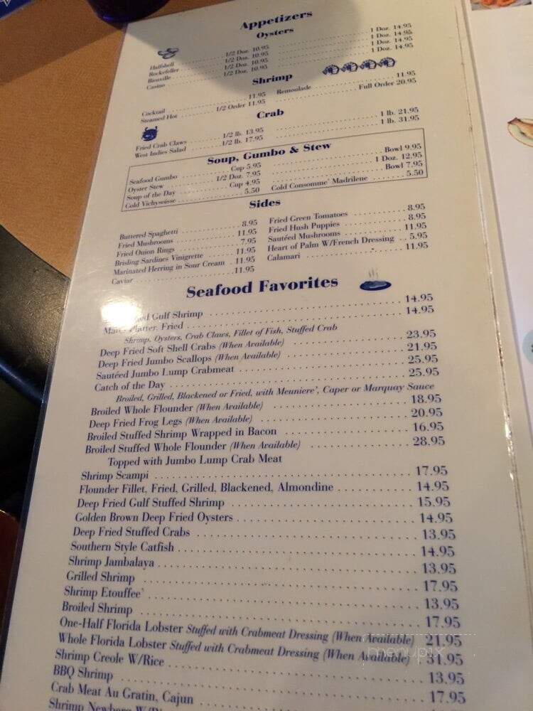 Captain's Table Restaurant - Mobile, AL menu_pic