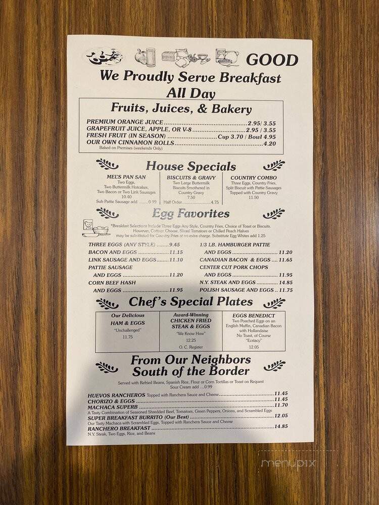 Mel's Diner - Fountain Valley, CA menu_pic