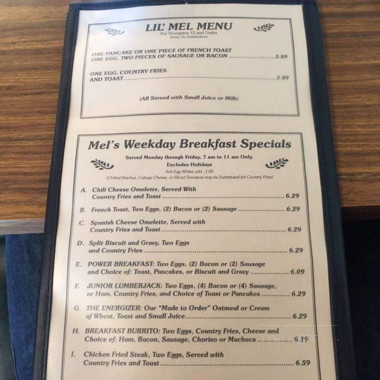 Mel's Diner - Fountain Valley, CA menu_pic