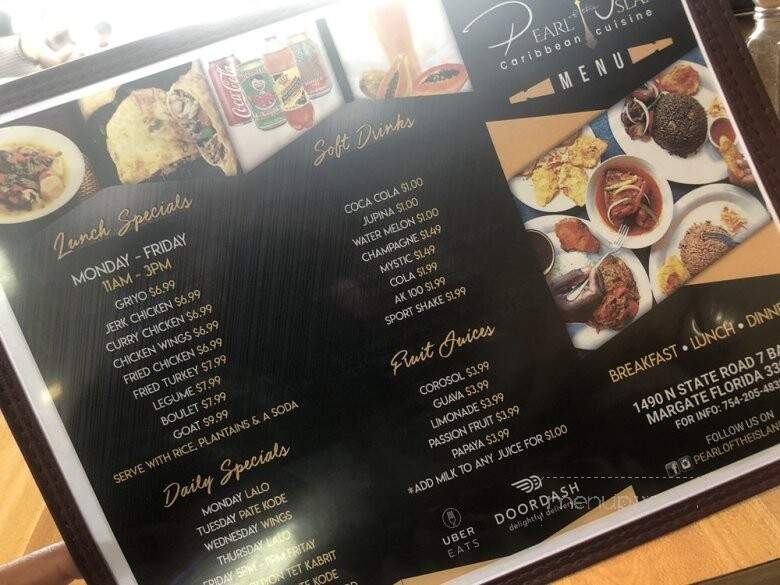 Pearl of the Island Caribbean Cuisine - Margate, FL menu_pic