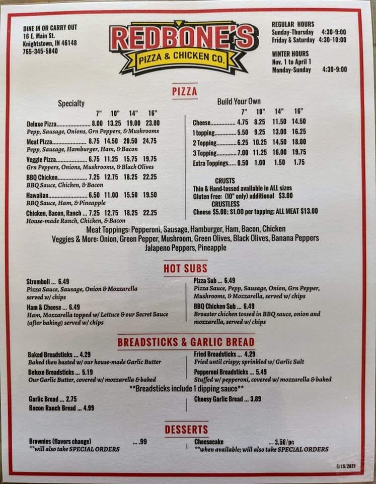 Redbone's - Knightstown, IN menu_pic