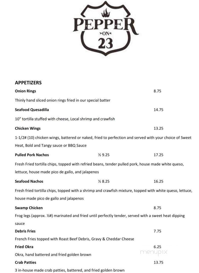 Pepper on 23 - Belle Chasse, LA menu_pic