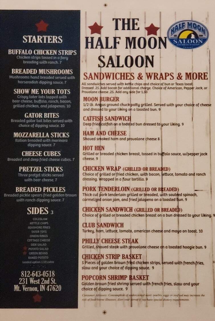 Half Moon Saloon - Mount Vernon, IN menu_pic