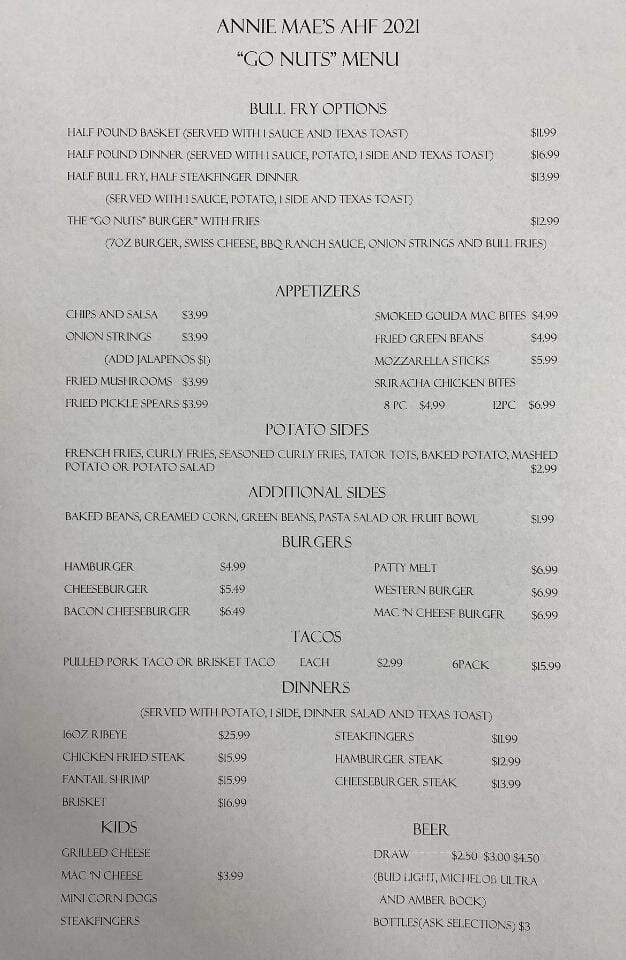 Annie Mae's - Ellinwood, KS menu_pic