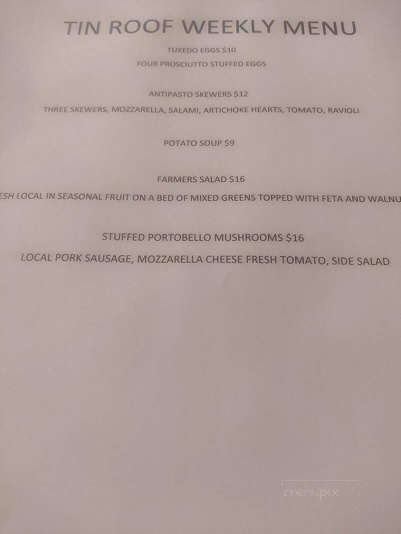 Tin Roof Wine Cafe - Drytown, CA menu_pic