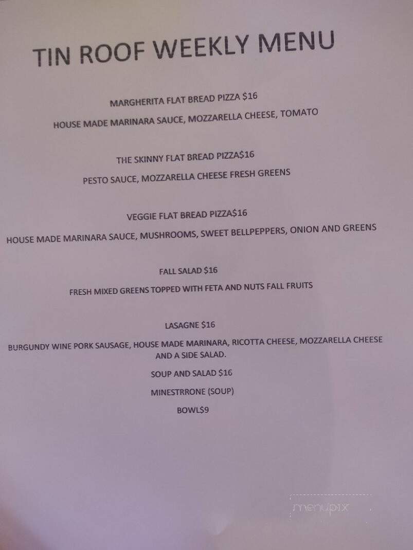 Tin Roof Wine Cafe - Drytown, CA menu_pic