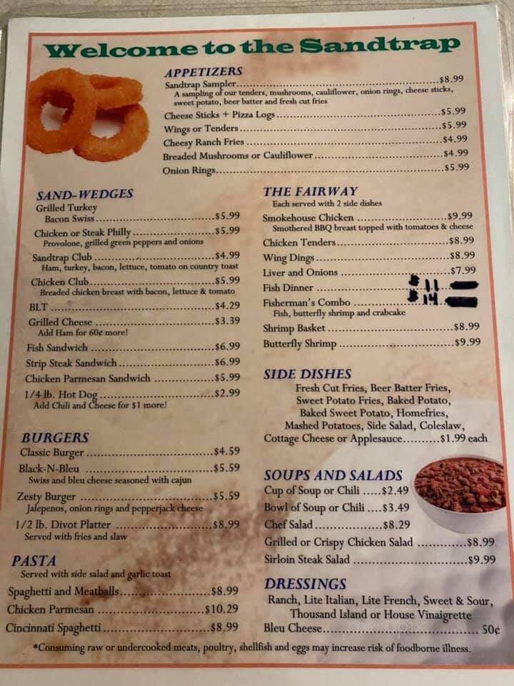 Sand Trap - Lake Milton, OH menu_pic