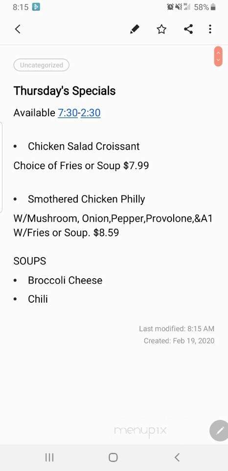 Sand Trap - Lake Milton, OH menu_pic