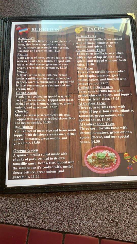 Armando's Family Mexican Restaurant - Brownsville, OR menu_pic