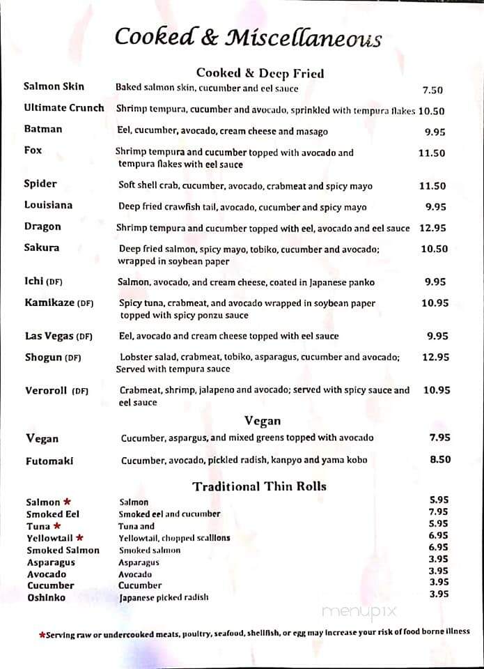 Toro Sushi - Spokane Valley, WA menu_pic