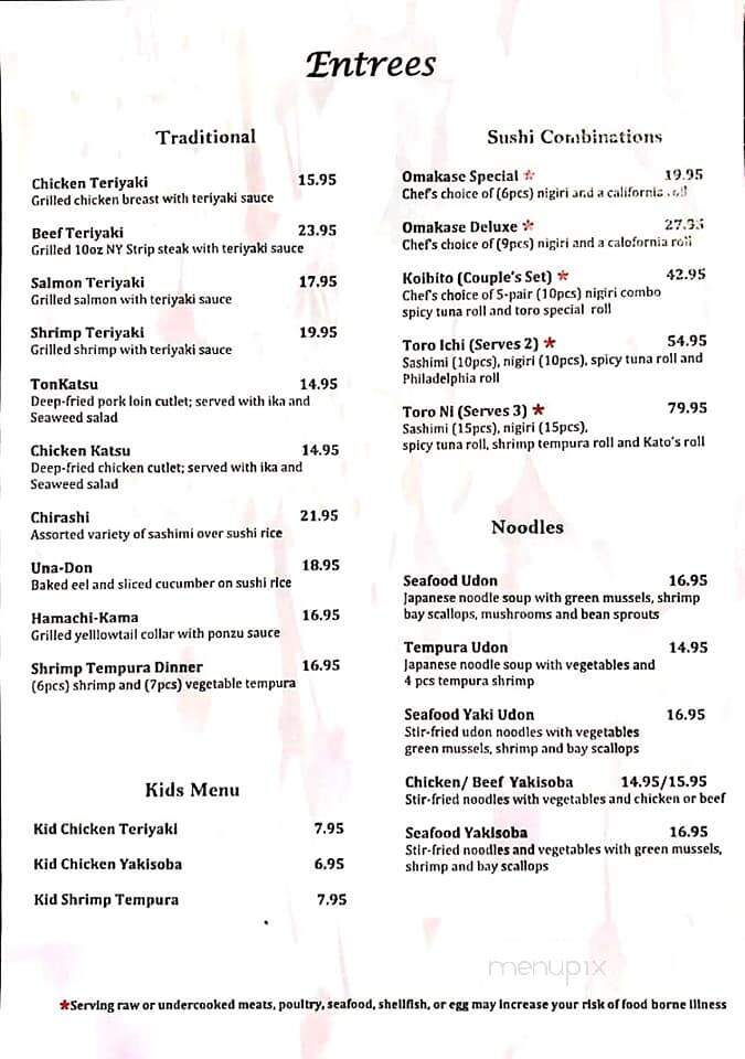 Toro Sushi - Spokane Valley, WA menu_pic