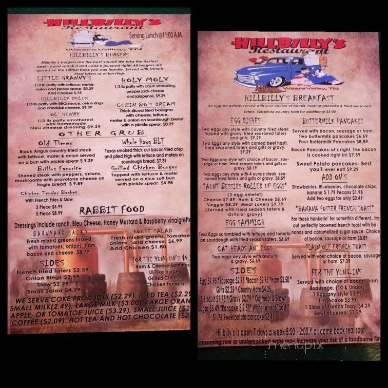 Hillbilly - Pigeon Forge, TN menu_pic
