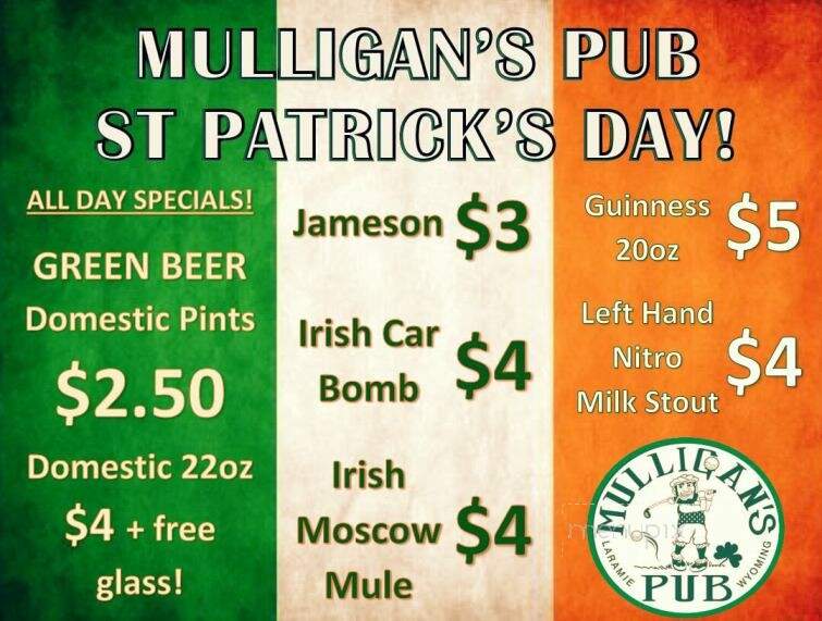 Mulligan's Pub & Package Store - Laramie, WY menu_pic